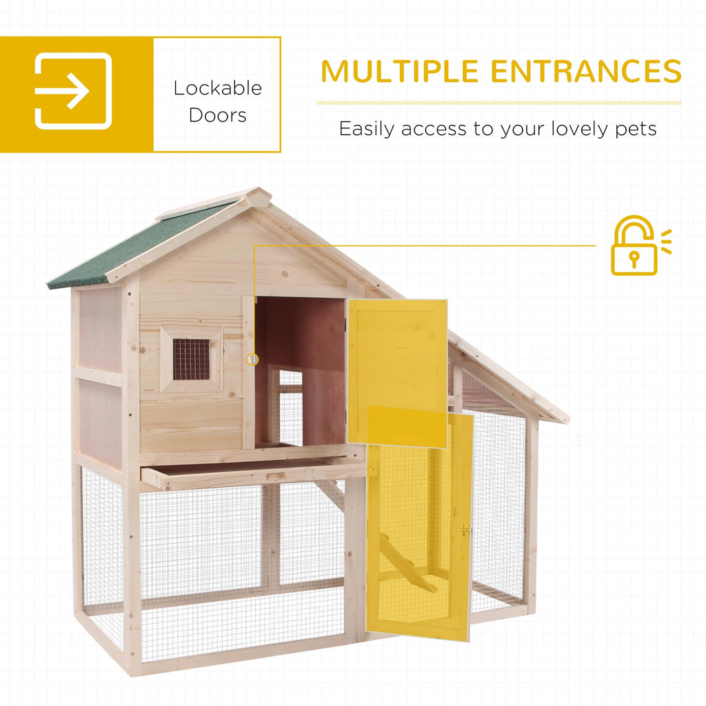 55" 2-Tier Wooden Rabbit Hutch with Ramp E255