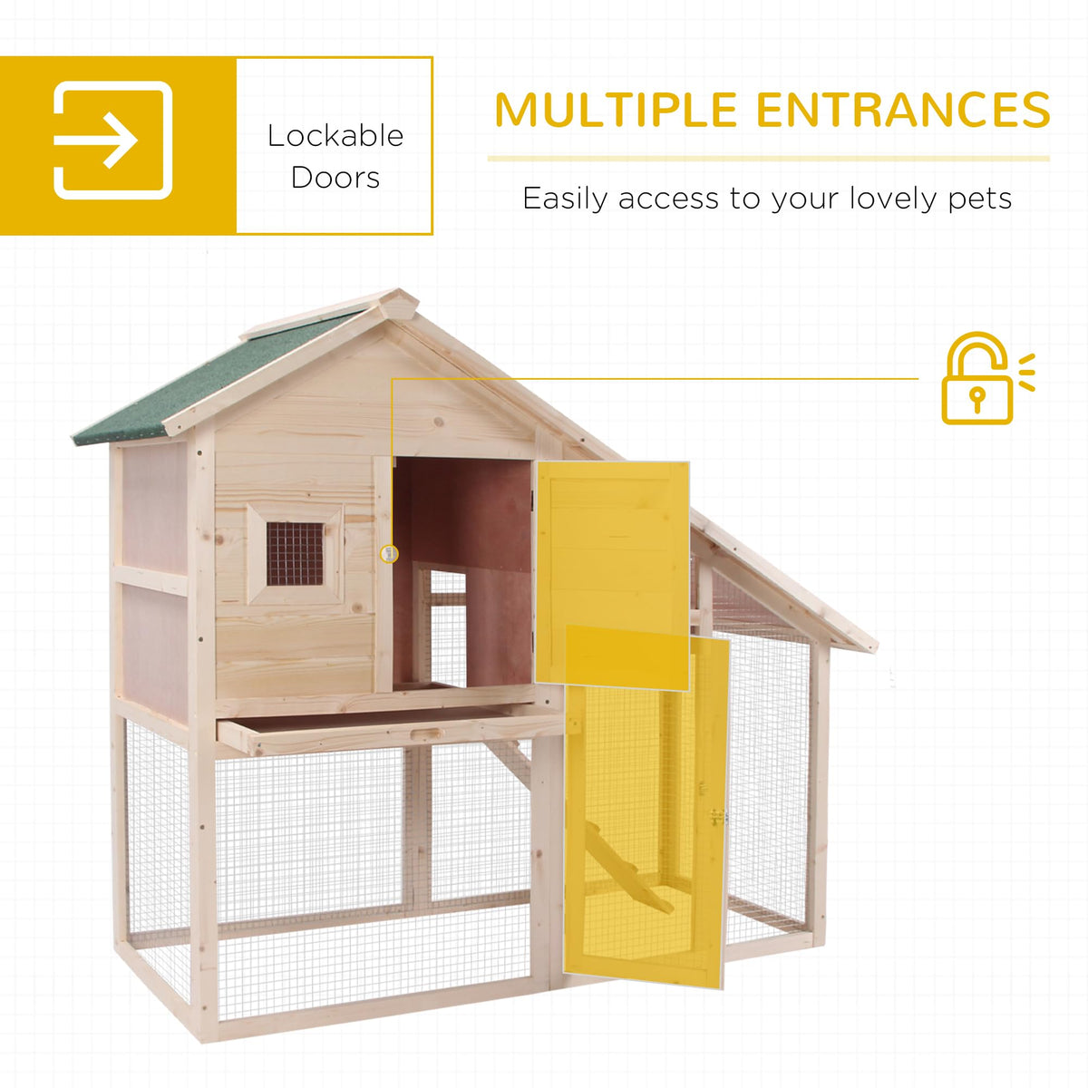 55" 2-Tier Wooden Rabbit Hutch with Ramp E255