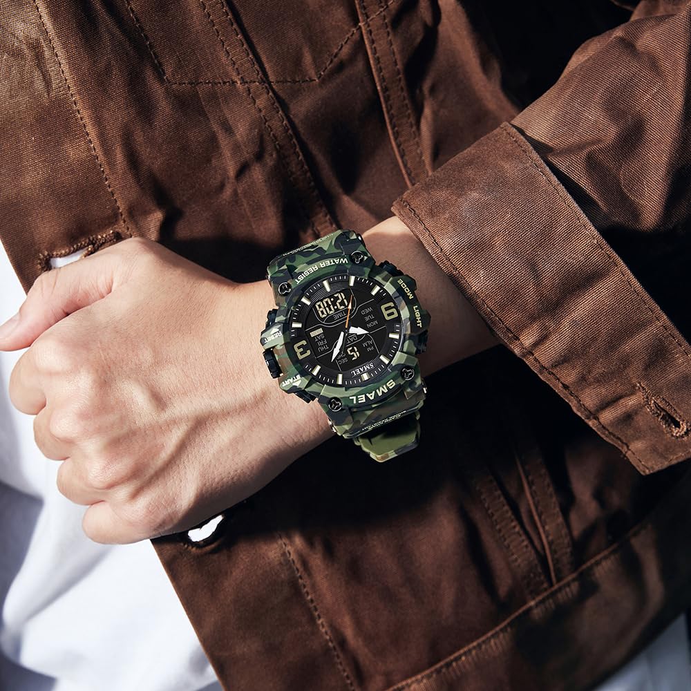 Men Tactical Analog Digital Sport Watch 50M LED I524