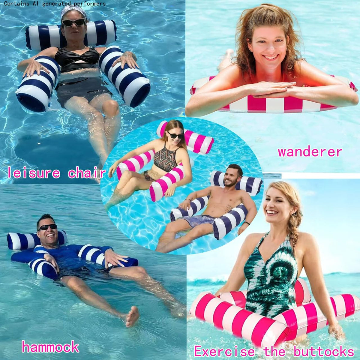 2 Pack Inflatable Pool Floats Chair Bed Hammock C4661