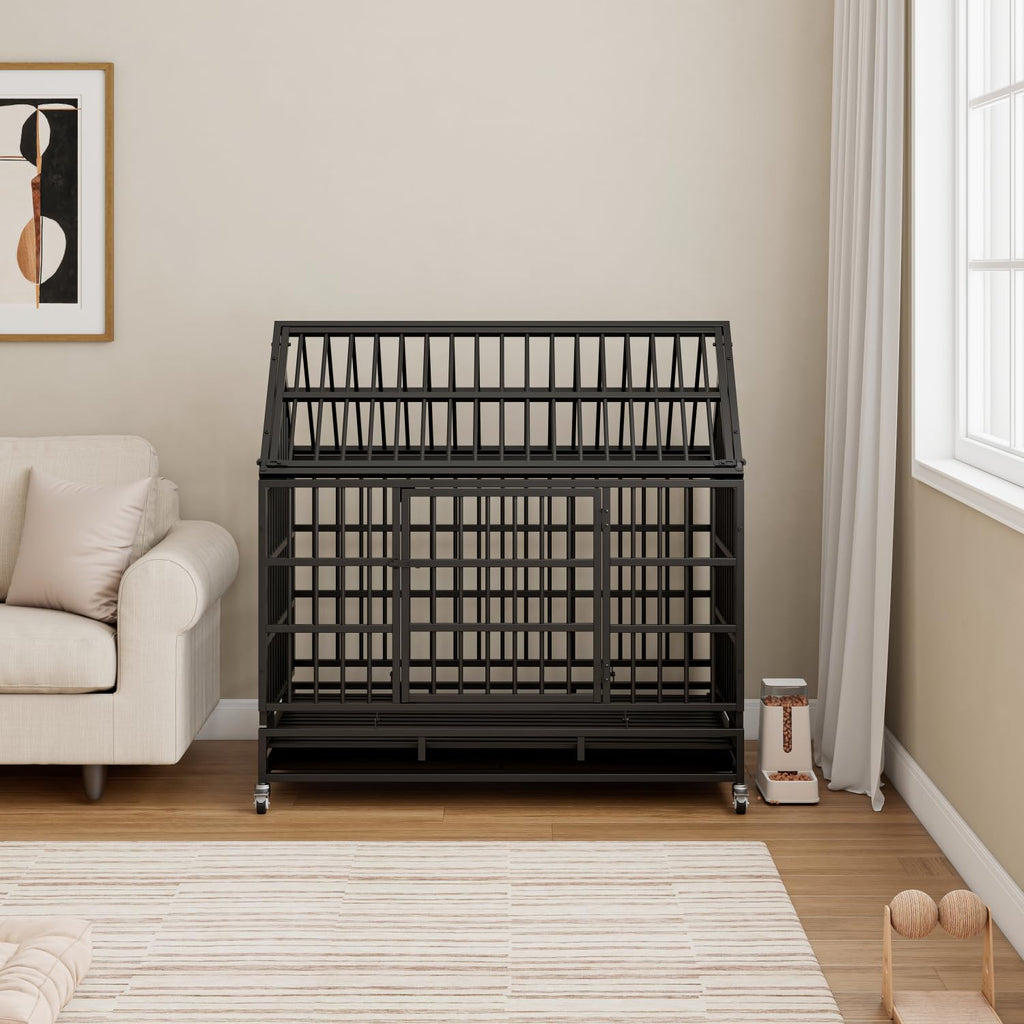 48 Inch Heavy Duty Dog Crate with Wheels H19008