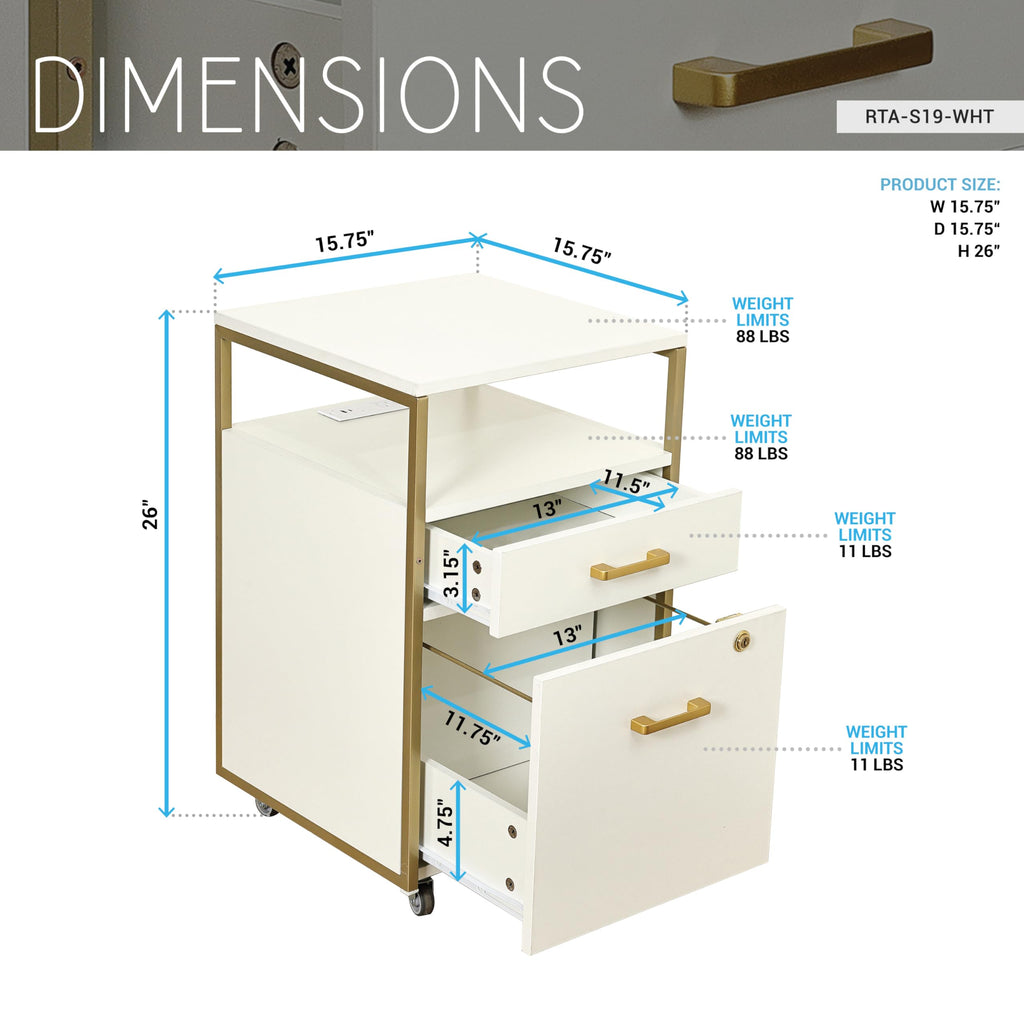 2 Drawer Rolling File Cabinet with Lock A76676