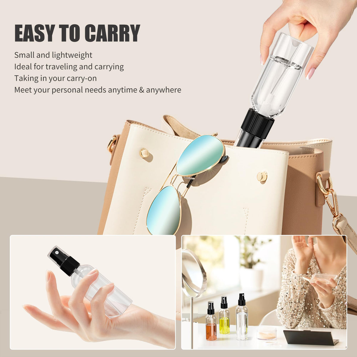 2.7oz/80ml 100PCS Plastic Spray Bottles N681497
