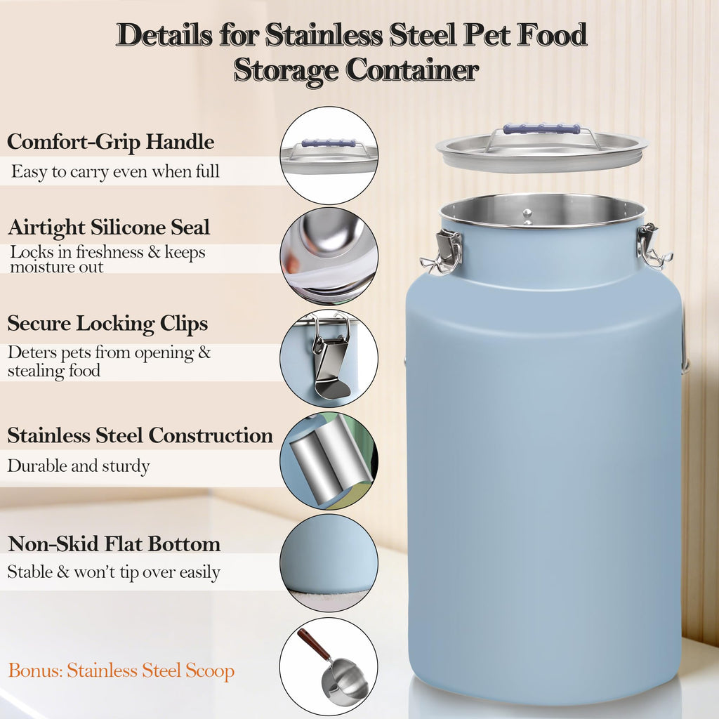 Stainless Steel Dog Food Storage Container with Scoop L79350
