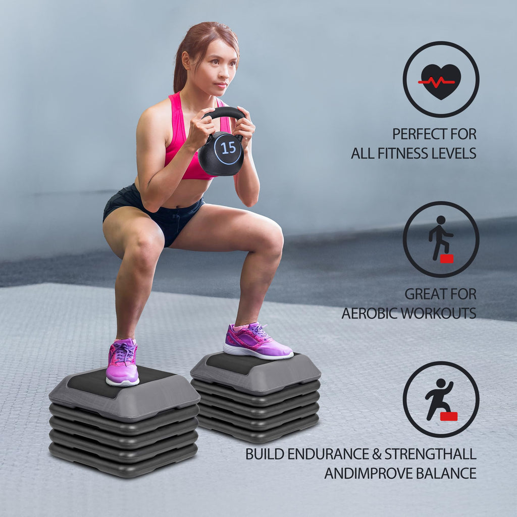 Adjustable Aerobic Step Platform with 4 Risers E956055