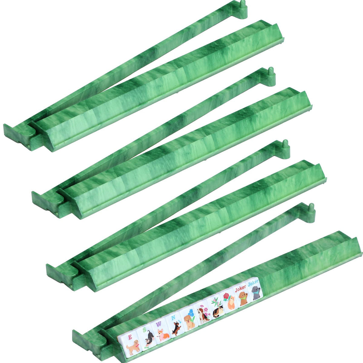 4 Pcs 18.7 Inch Acrylic Mahjong Tile Racks with Pushers S252