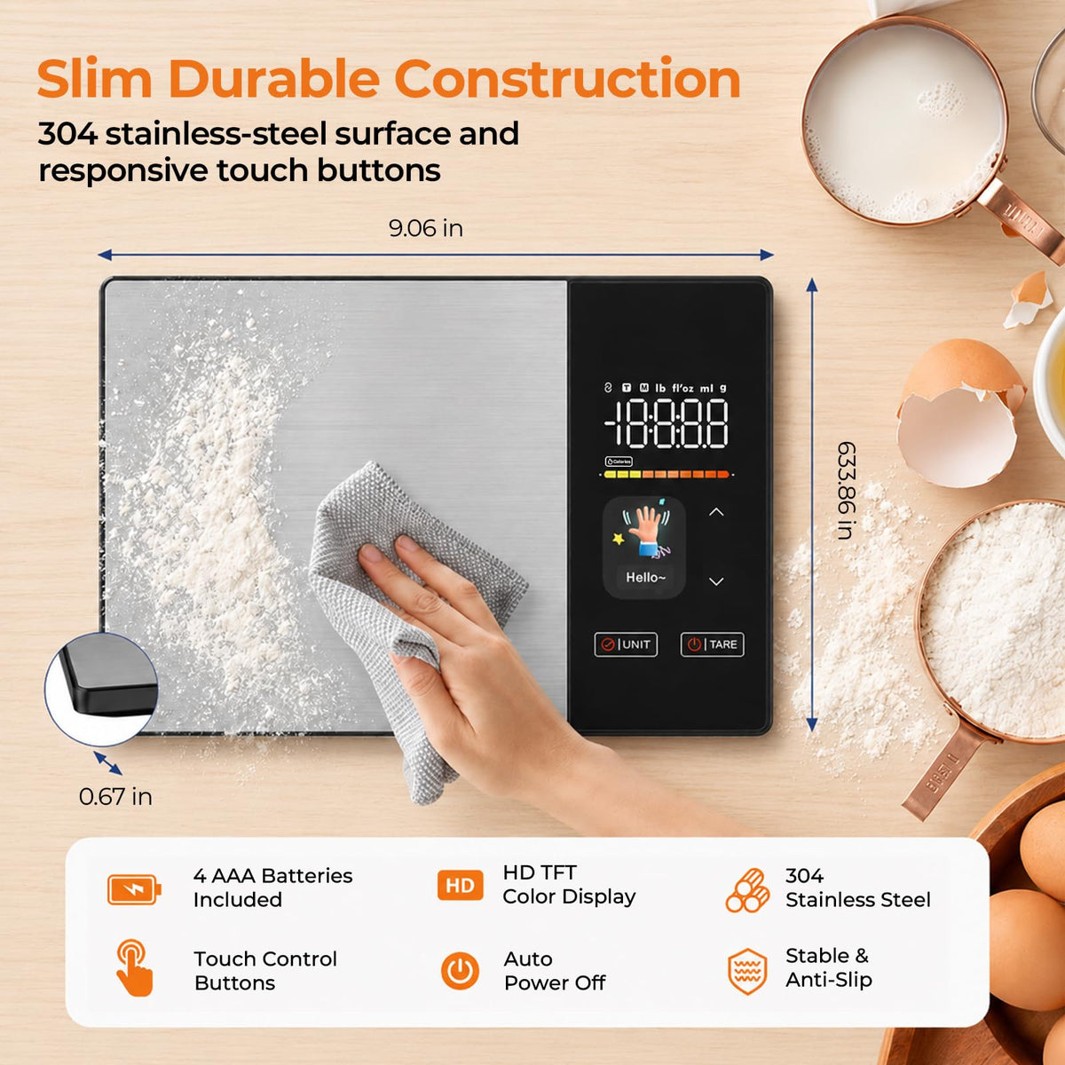11lb Stainless Steel Digital Kitchen Scale H932340