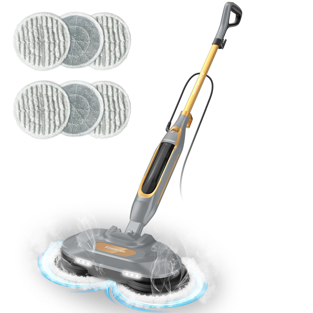 Steam Mop with Dual Rotating Pads, 15.2 fl oz Tank, 6 Washable Pads C7362