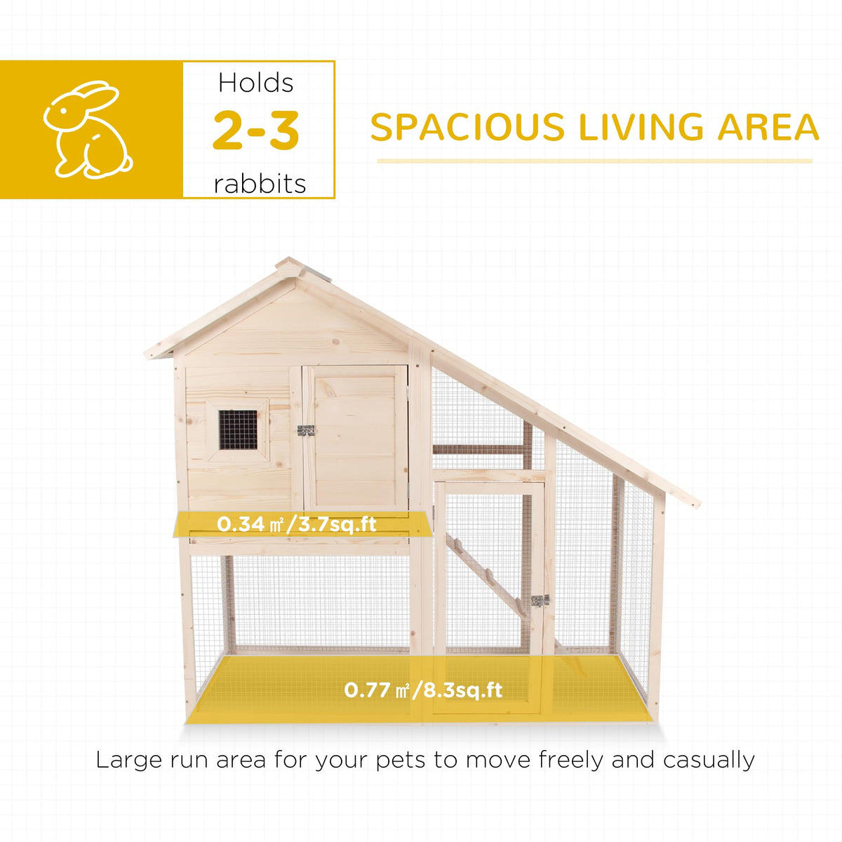 55" 2-Tier Wooden Rabbit Hutch with Ramp E255