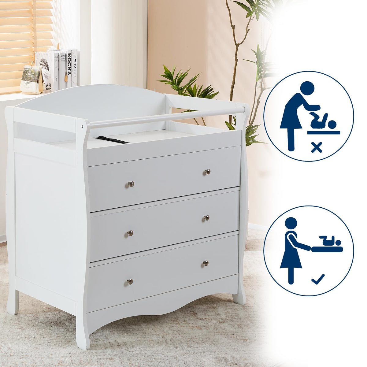 White Changing Table Dresser G129360