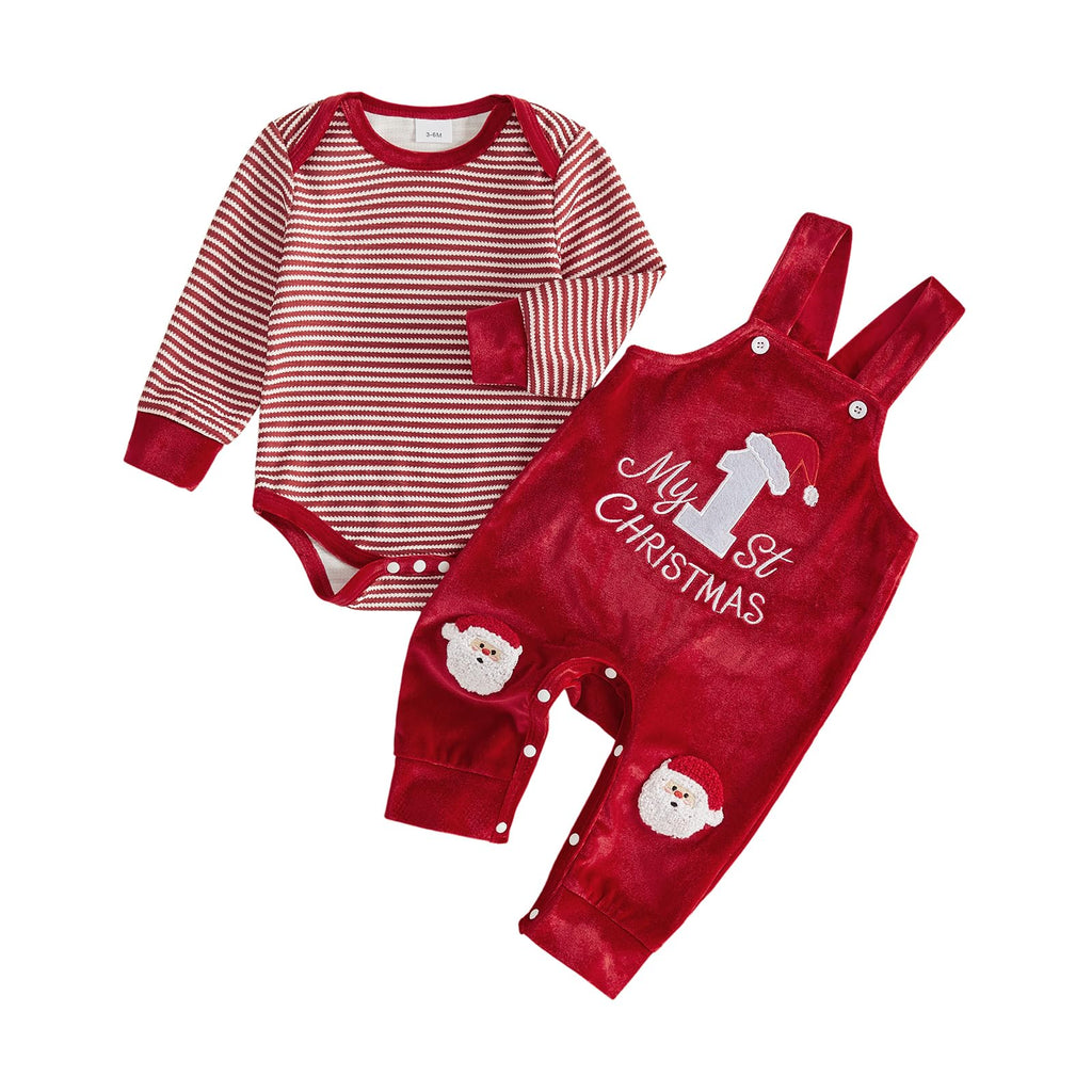 Christmas Baby Boy Outfit Romper Overalls Set Y923