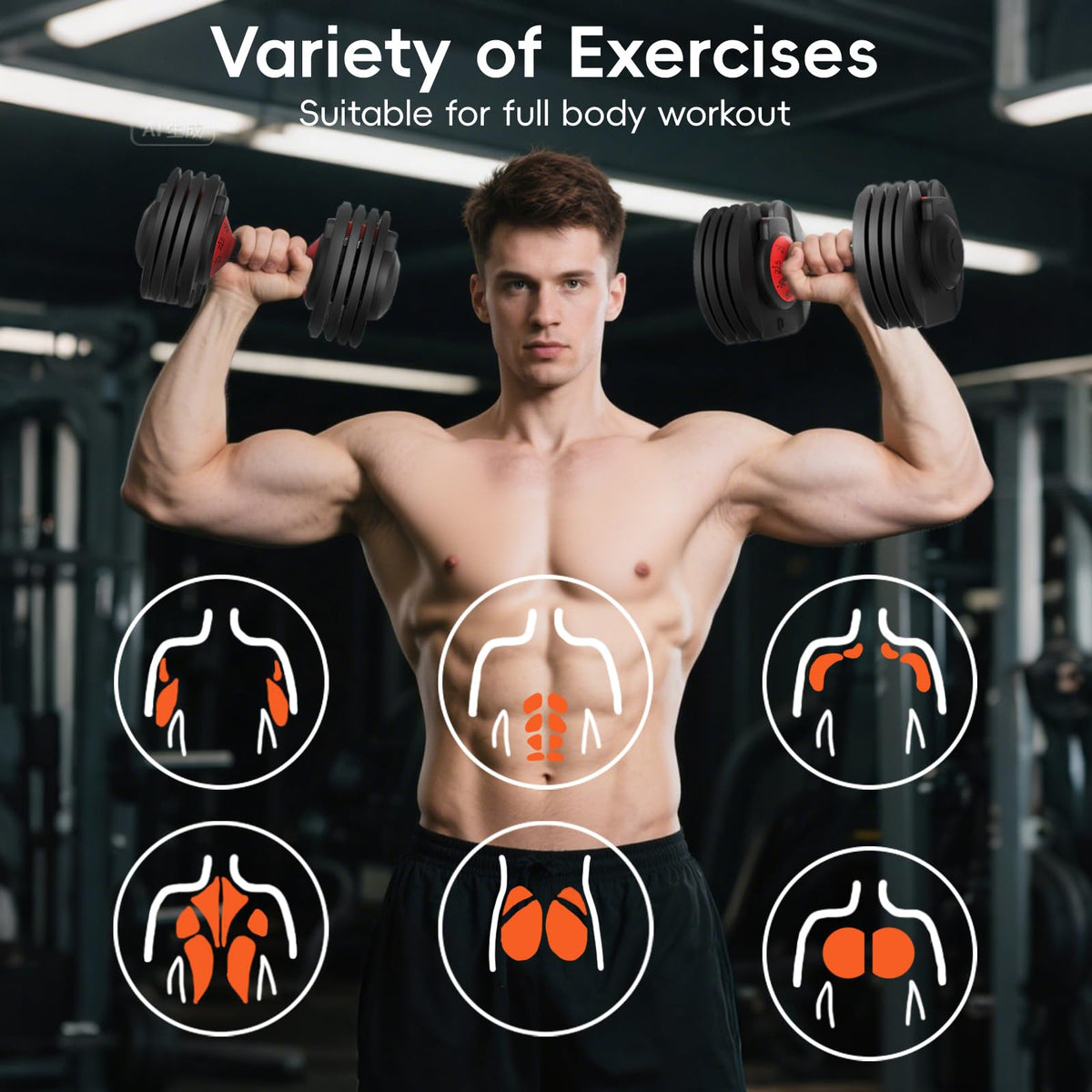 Adjustable Dumbbell Set of 2 with Anti-Slip Handle R564123