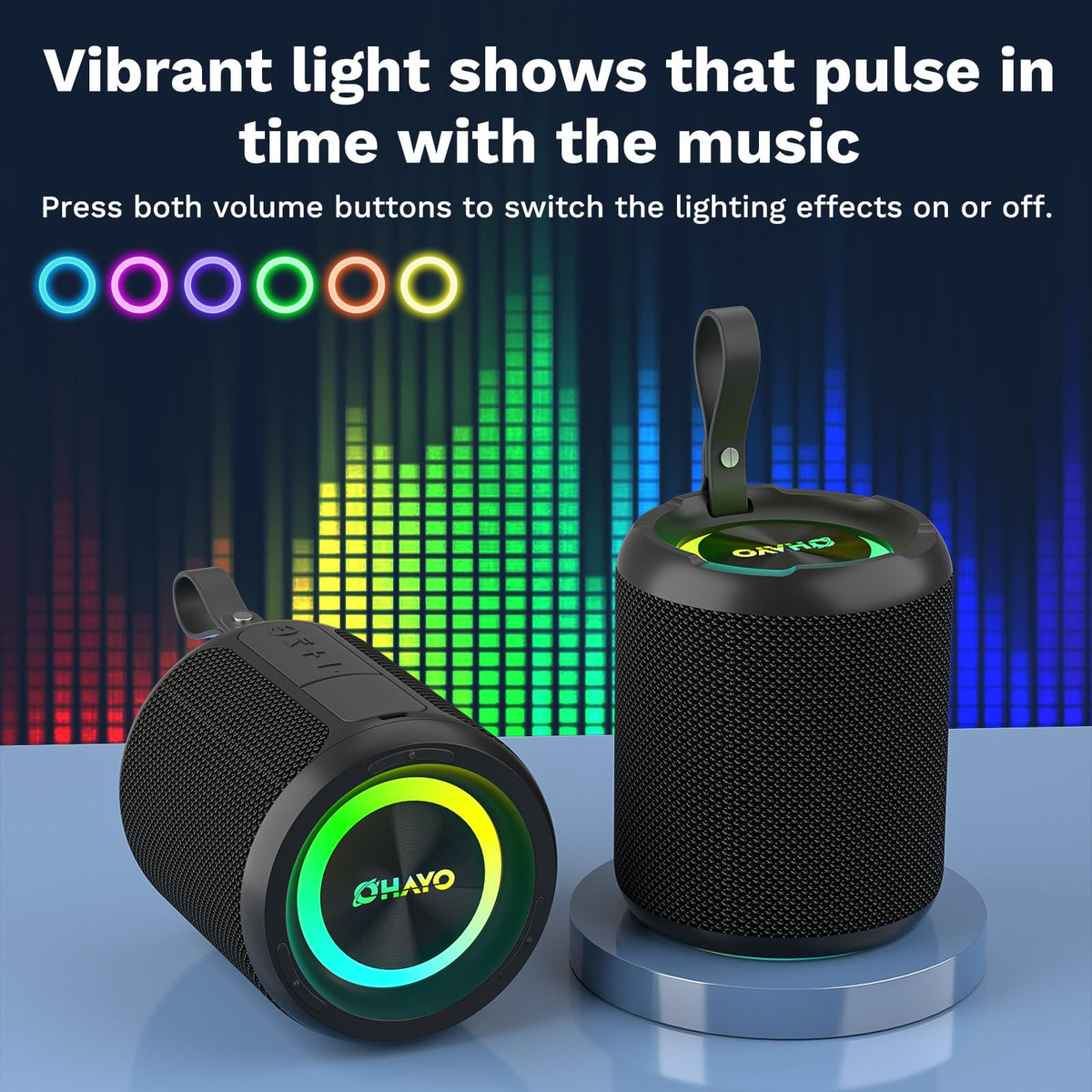 40W Wireless Portable Bluetooth Speaker with Lights, IPX7 Waterproof B72722