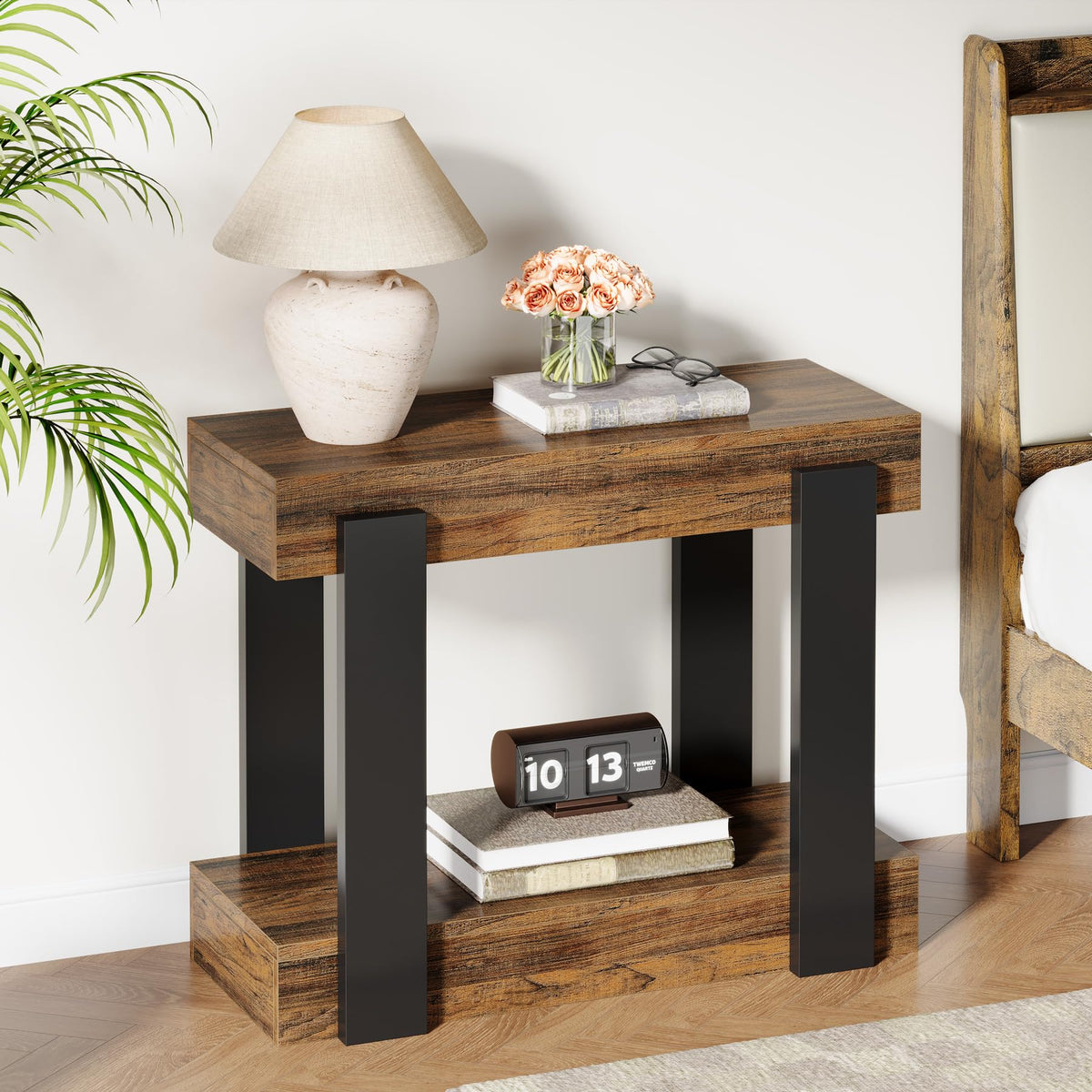 2-Tier Narrow End Table with Storage Shelf P4574
