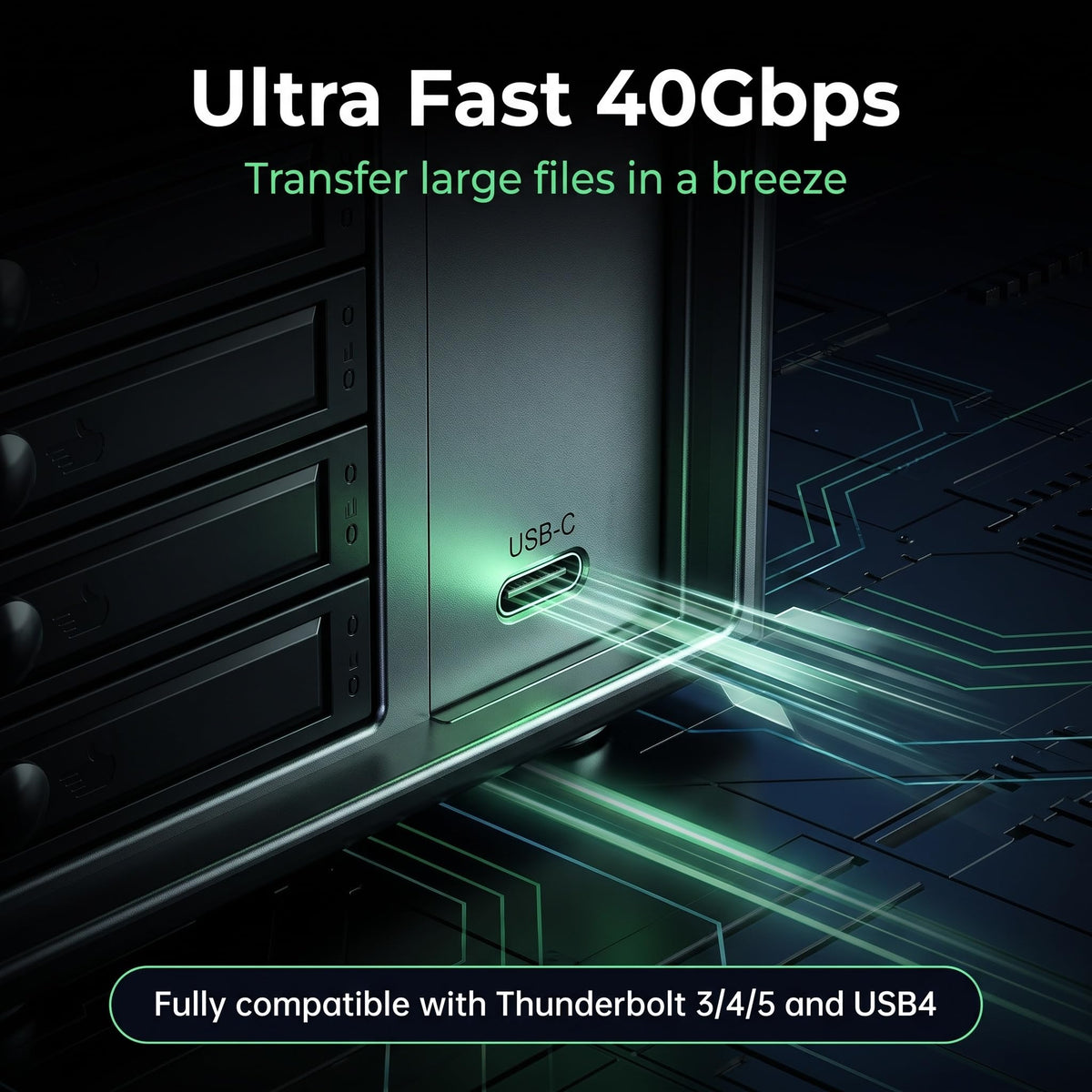USB 4.0 40Gbps Type-C 8 Bay 2.5 Inch and 3.5 Inch SATA Hard Drive Enclosure F297