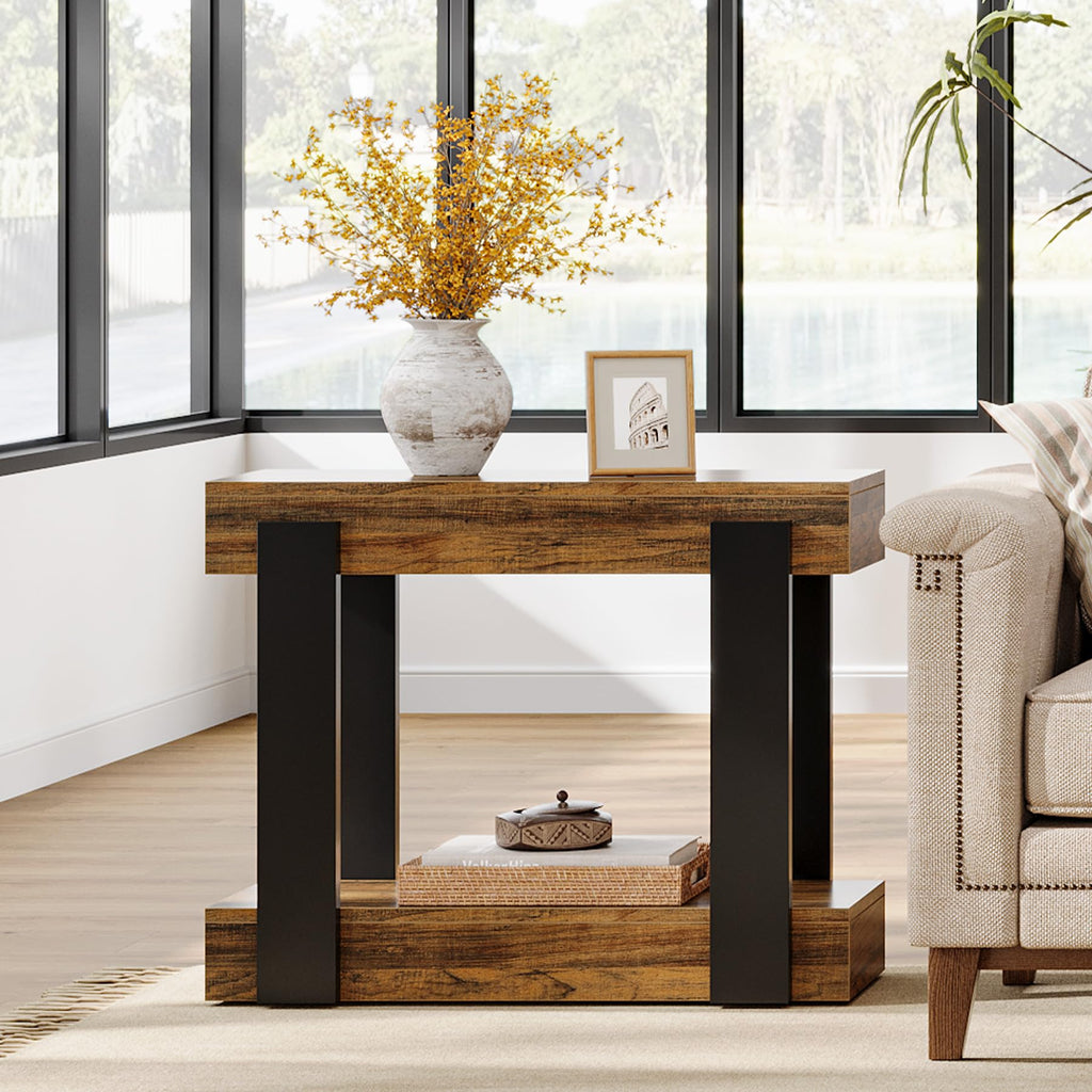 2-Tier Narrow End Table with Storage Shelf P4574