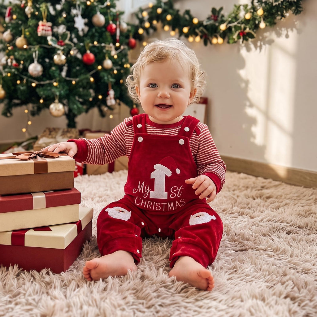 Christmas Baby Boy Outfit Romper Overalls Set Y923