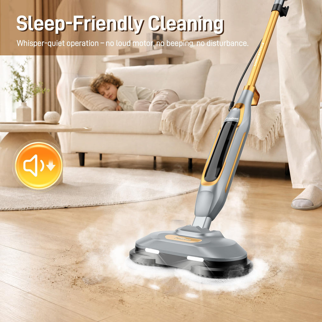 Steam Mop with Dual Rotating Pads, 15.2 fl oz Tank, 6 Washable Pads C7362