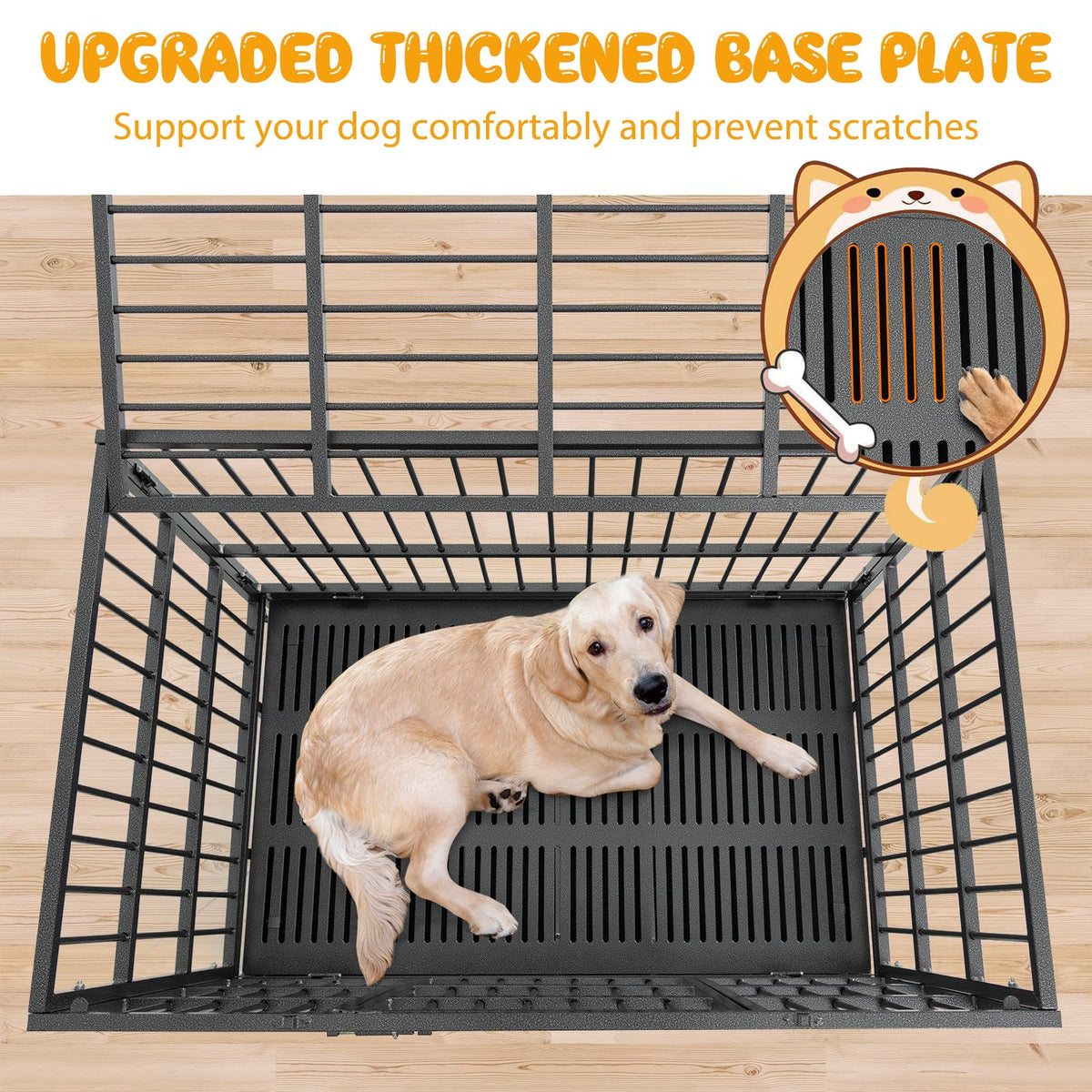 48 Inch Heavy-Duty Metal Dog Crate with Lockable Wheels A7309
