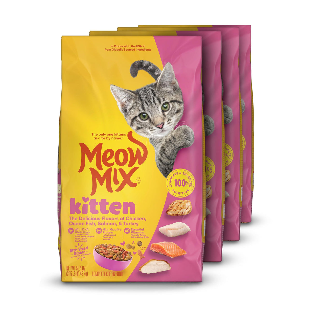 Dry Cat Food for Kittens, 4 Bags M22401