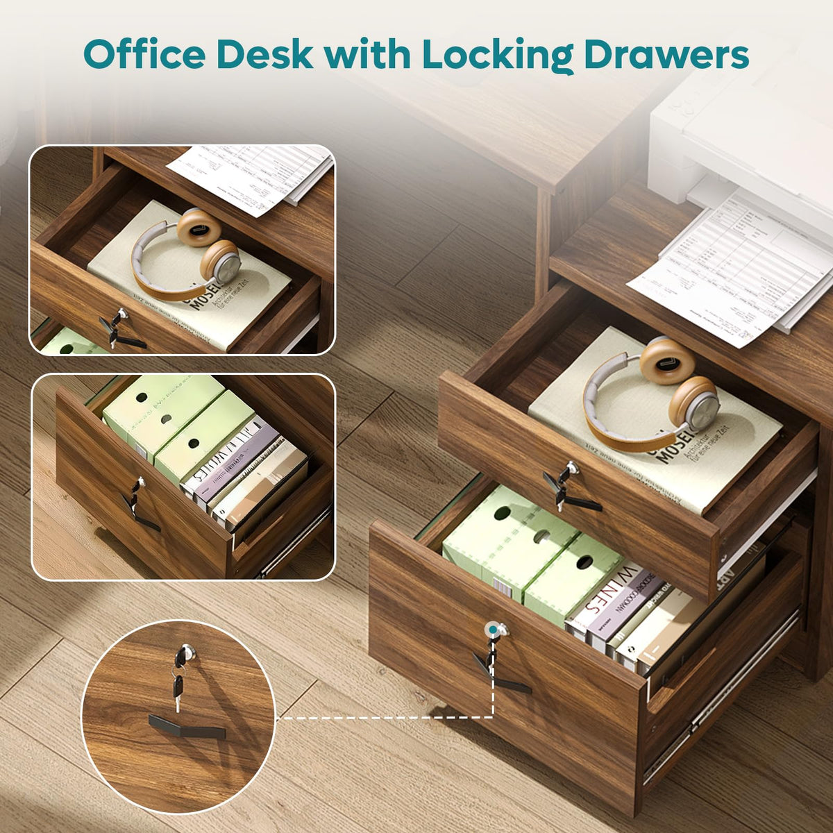 55-Inch Computer Desk with File Drawer B5803