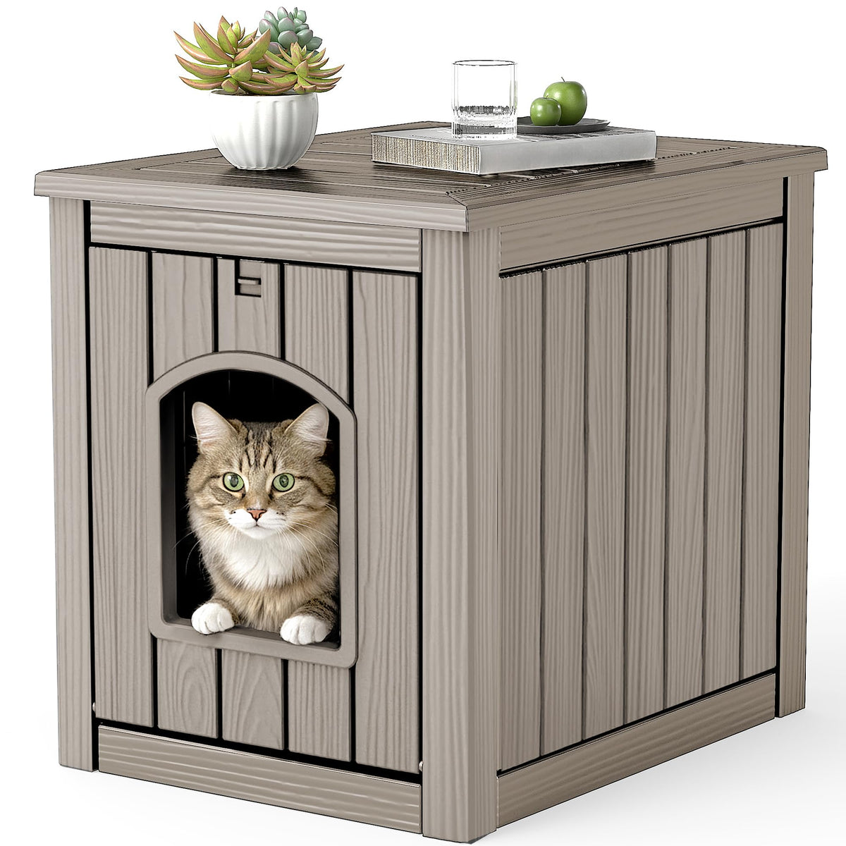 Gray Outdoor Cat House S7160