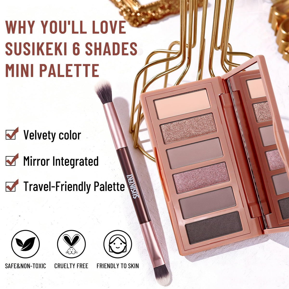 6-Color Matte and Shimmer Eyeshadow Palette with Brush K778