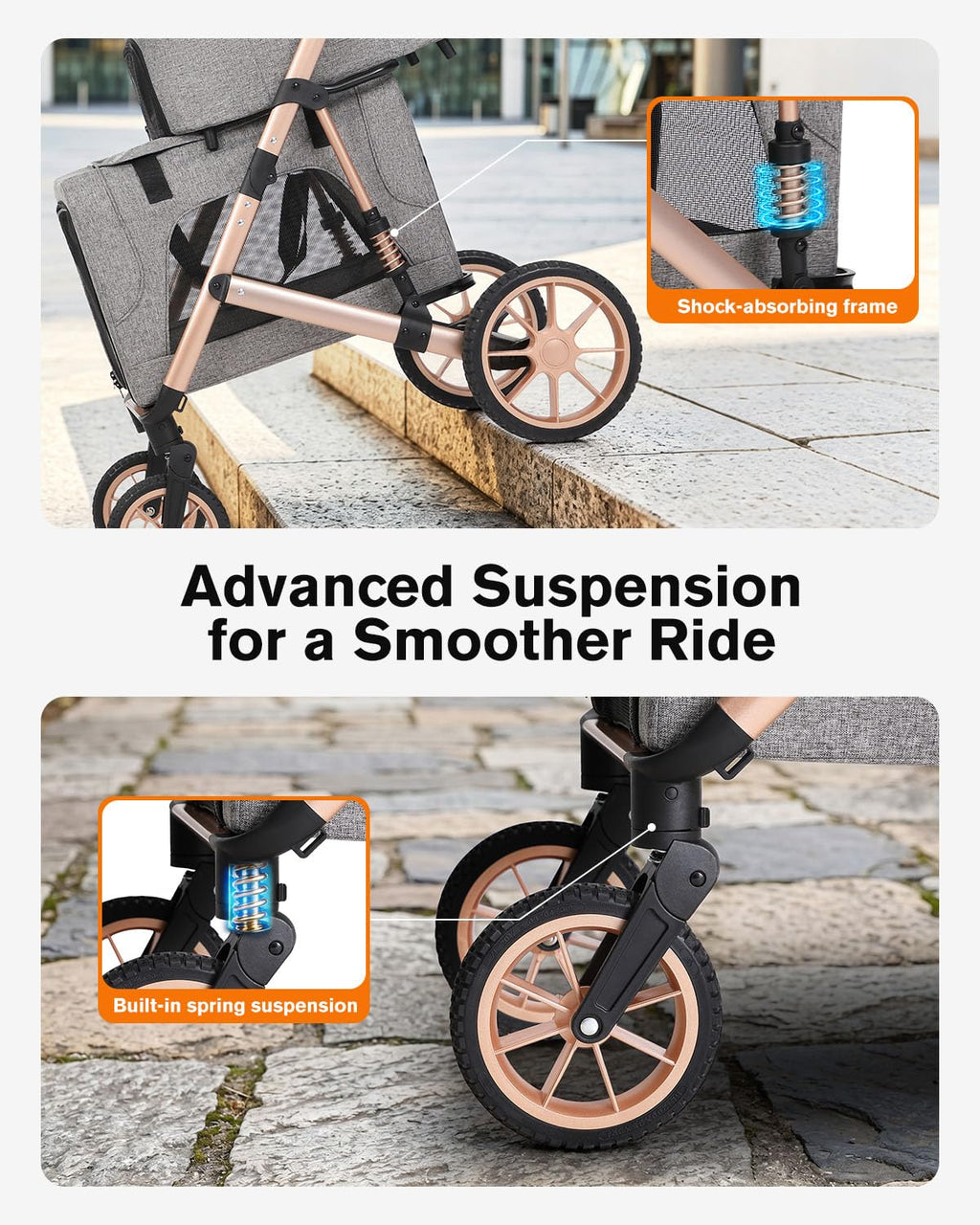 Double Pet Stroller with 2 Detachable Carriers I245997