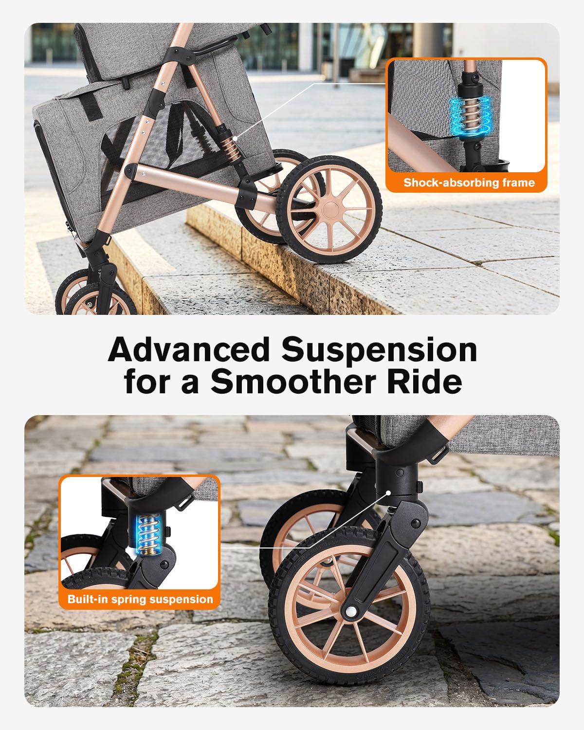 Double Pet Stroller with 2 Detachable Carriers I245997