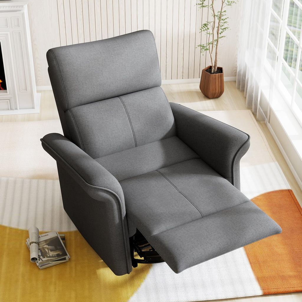 Velvet Grey Swivel Rocker Recliner Chair J458