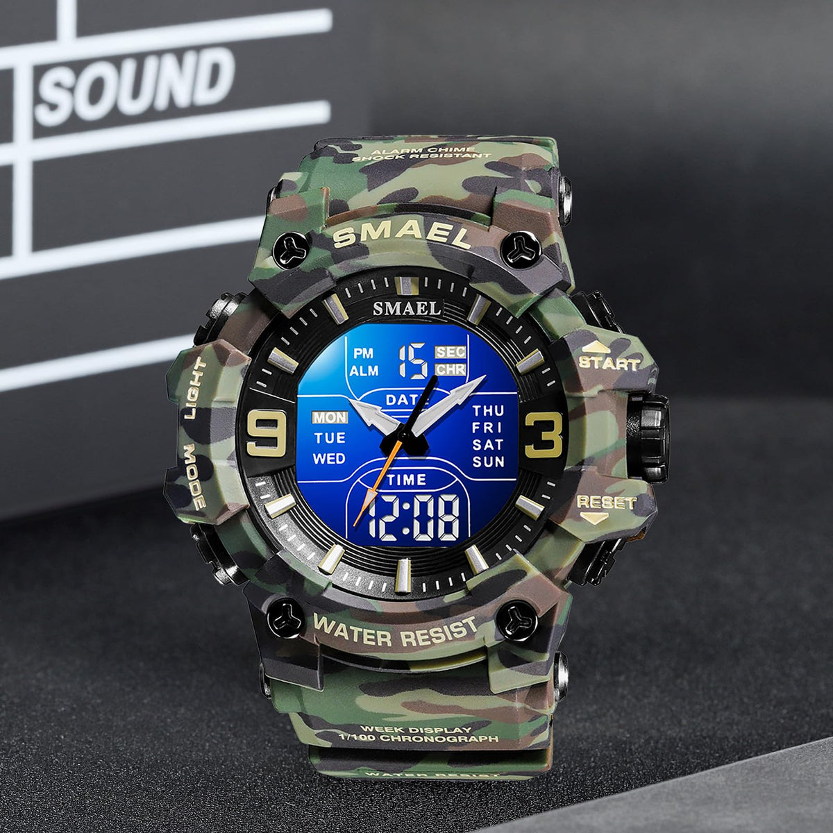 Men Tactical Analog Digital Sport Watch 50M LED I524