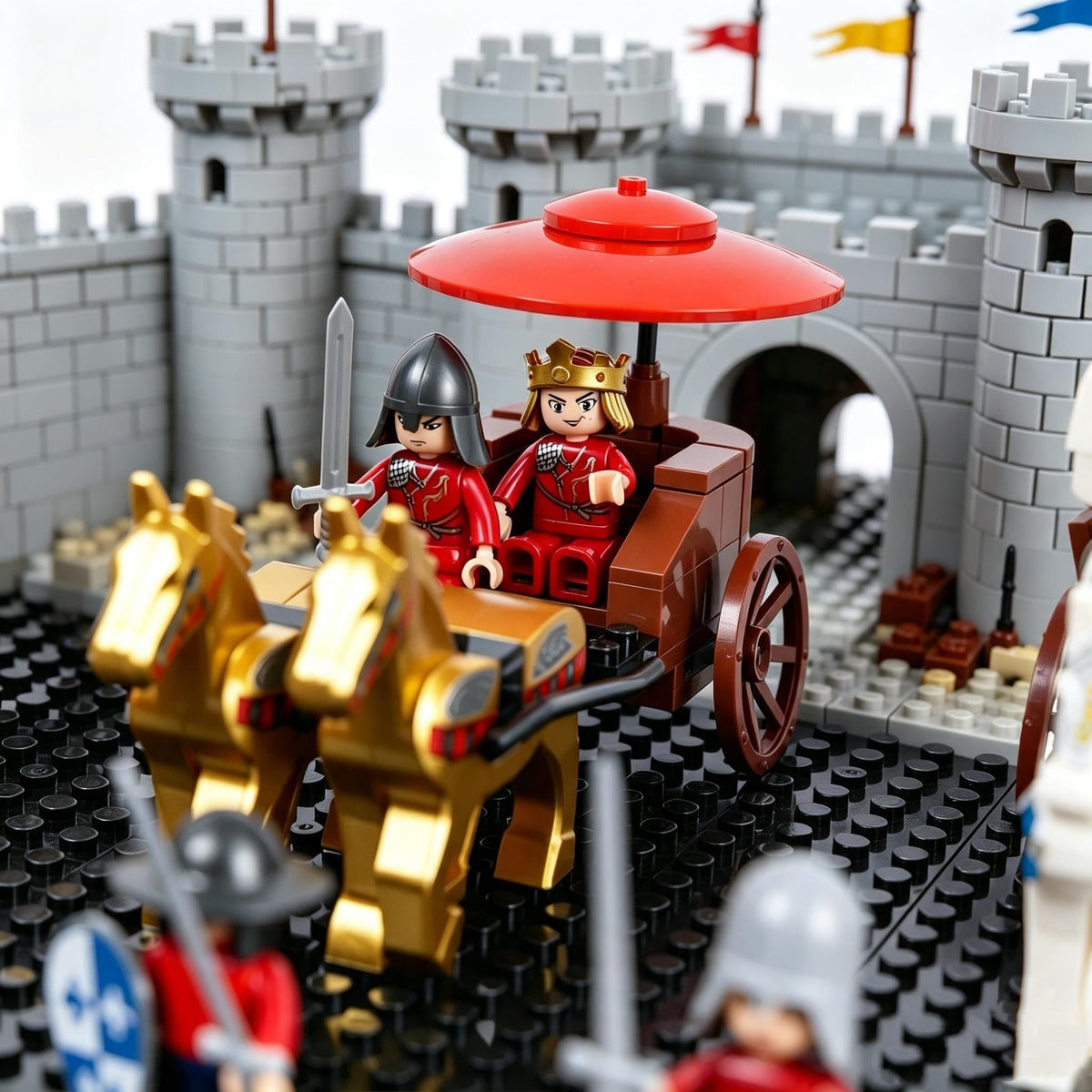 Medieval War Chariot Building Block Set with 12 Minifigures O599094