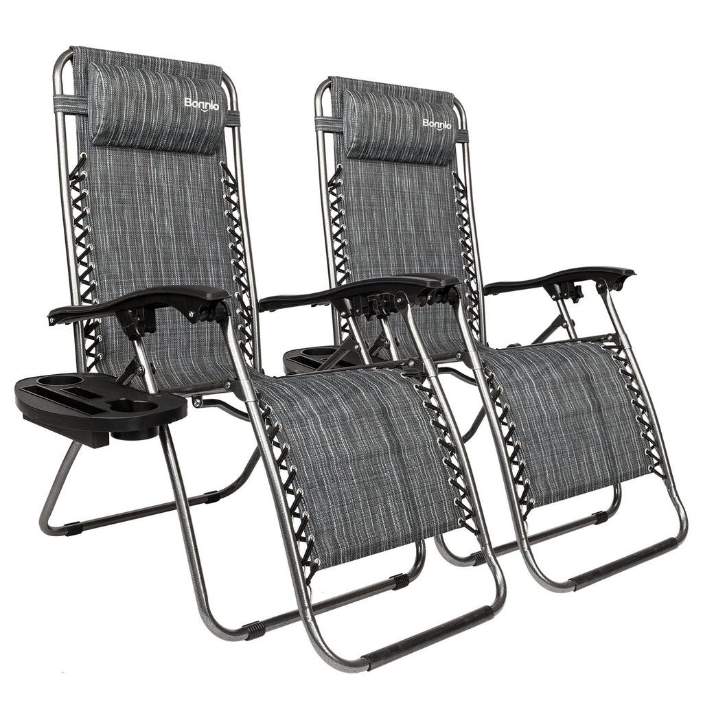 Zero Gravity Chair Set of 2 with Pillow and Cup Holder B32545