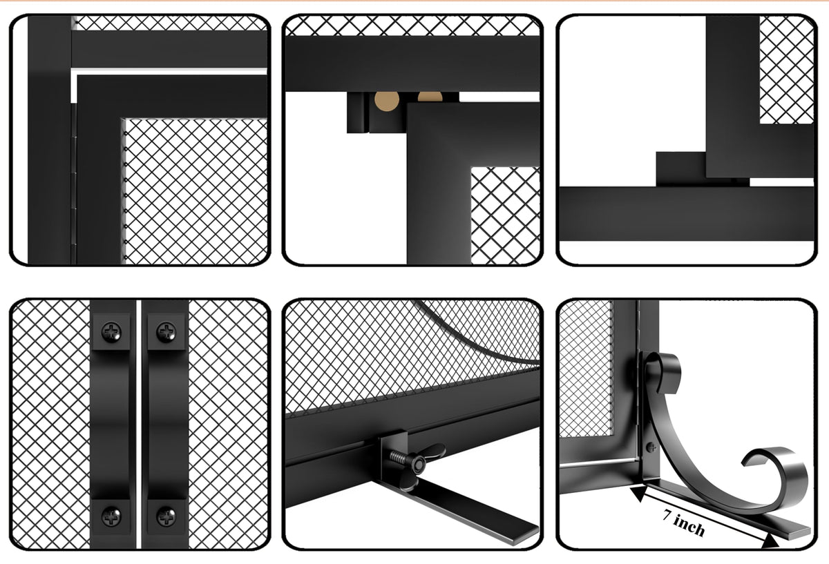 Black Wrought Iron Fireplace Screen D1694