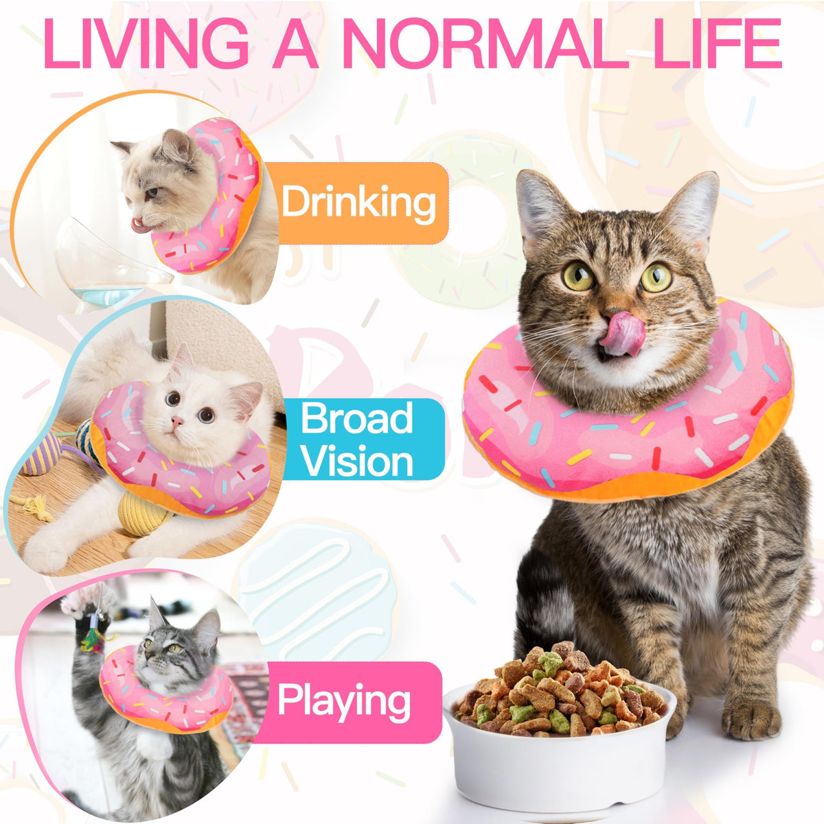 Soft Adjustable Cat Recovery Cone Collar Pink Small D306