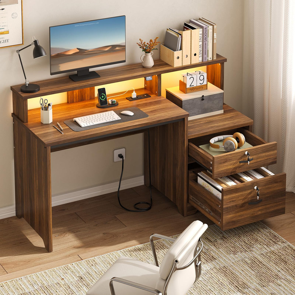 55-Inch Computer Desk with File Drawer B5803