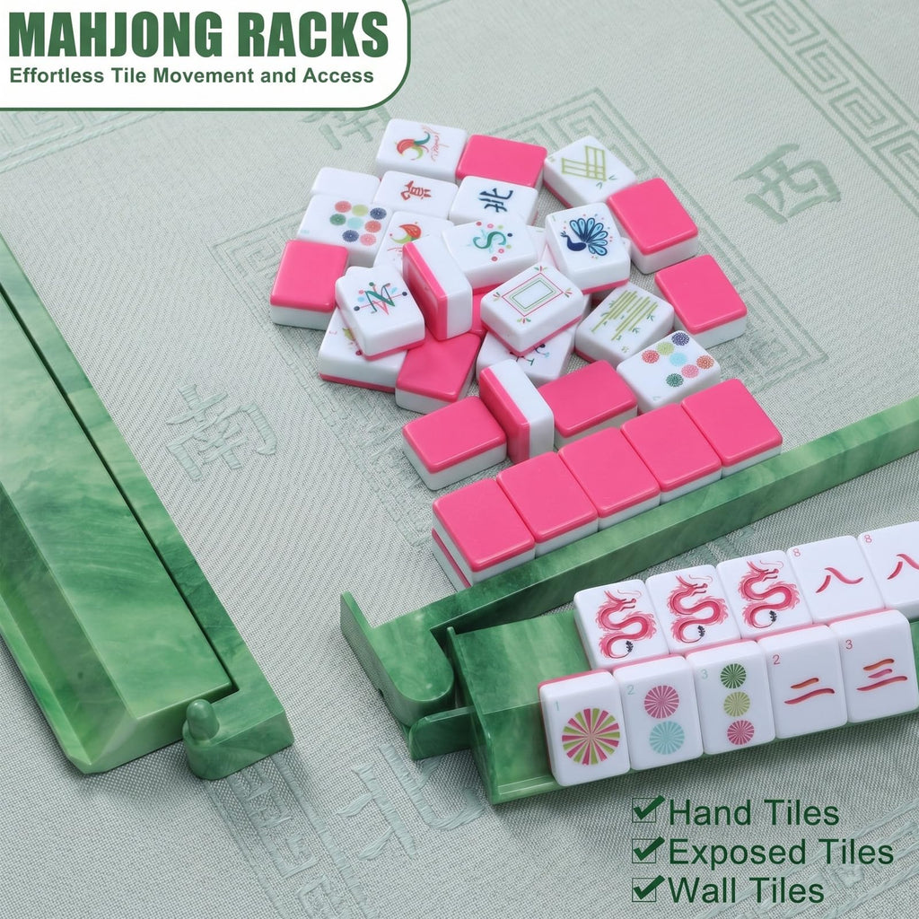4 Pcs 18.7 Inch Acrylic Mahjong Tile Racks with Pushers S252