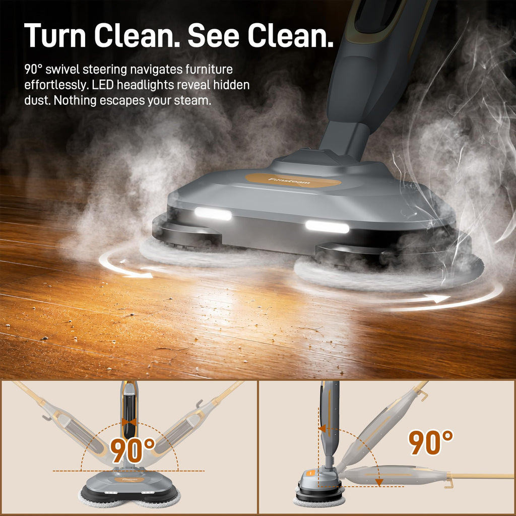 Steam Mop with Dual Rotating Pads, 15.2 fl oz Tank, 6 Washable Pads C7362