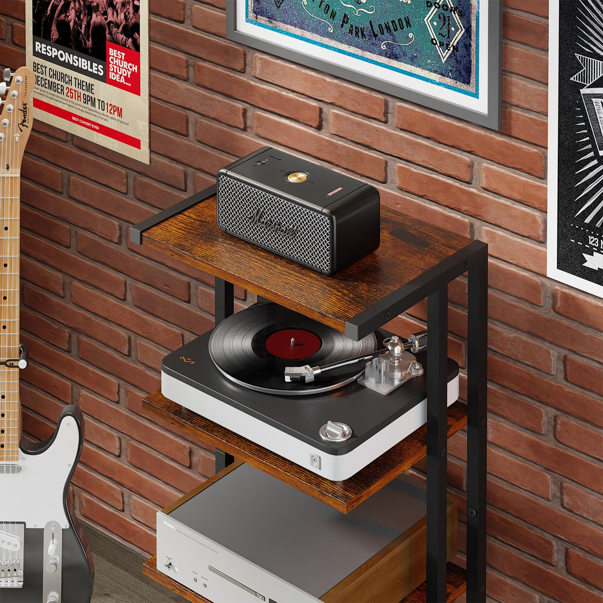 4-Tier Wooden AV Media Stand V1580