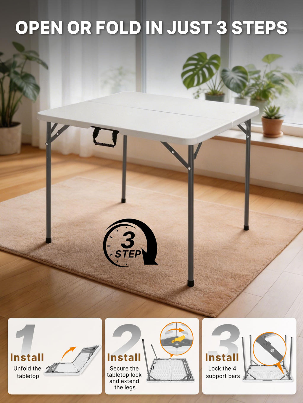 34" White Folding Card Table D520