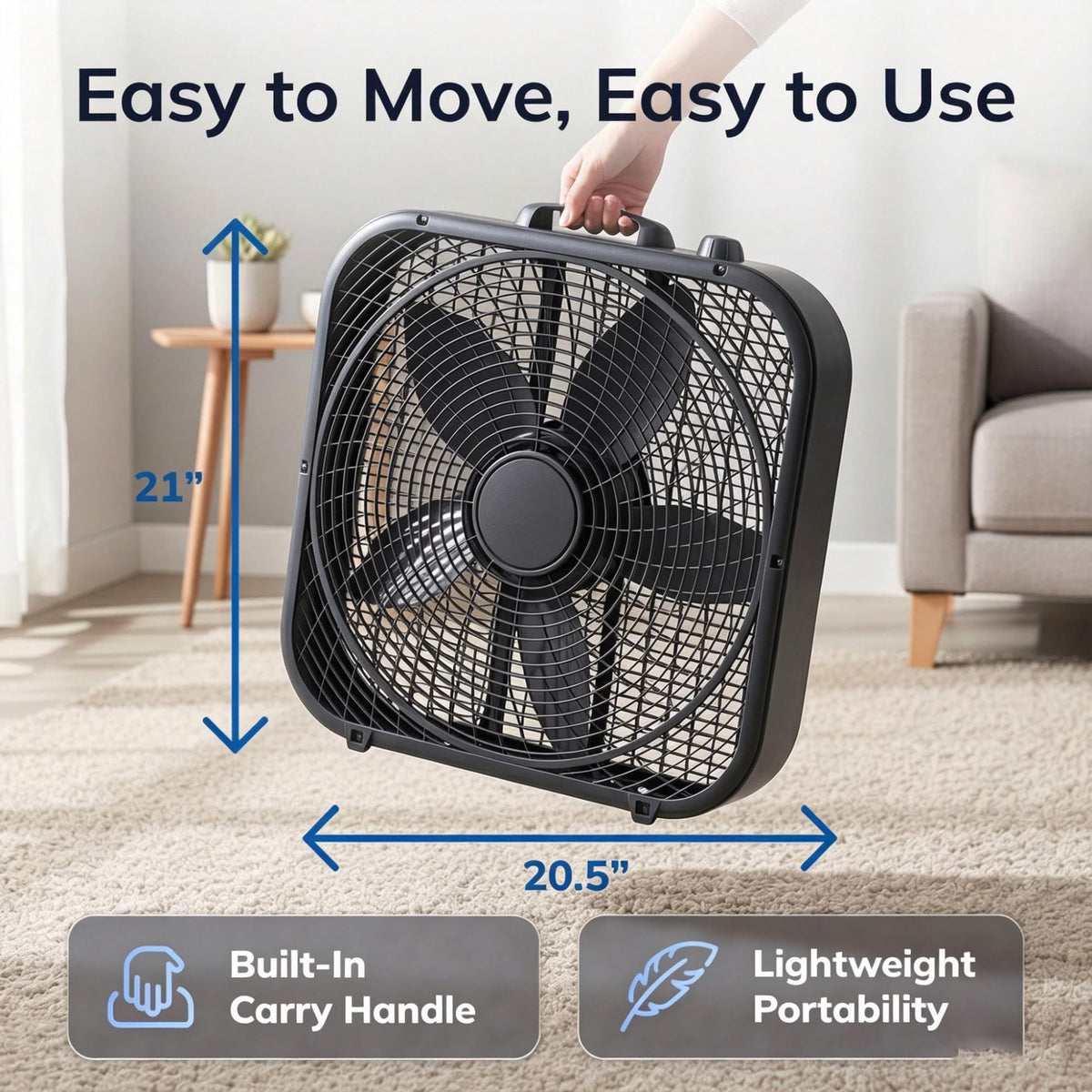 20 Inch 3 Speed Portable Box Fan S219491
