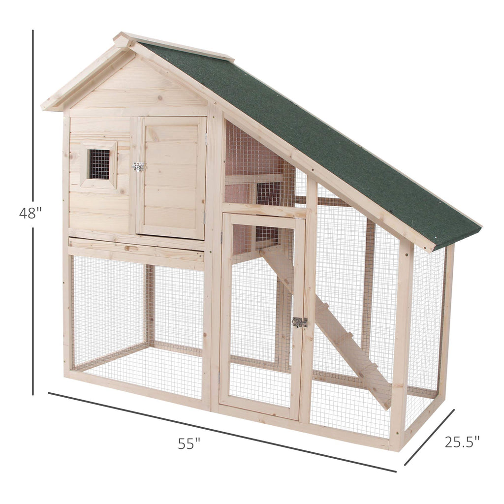 55" 2-Tier Wooden Rabbit Hutch with Ramp E255