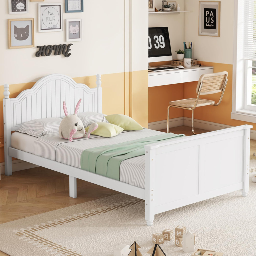 White Twin Bed Frame with Headboard and Rails I265666