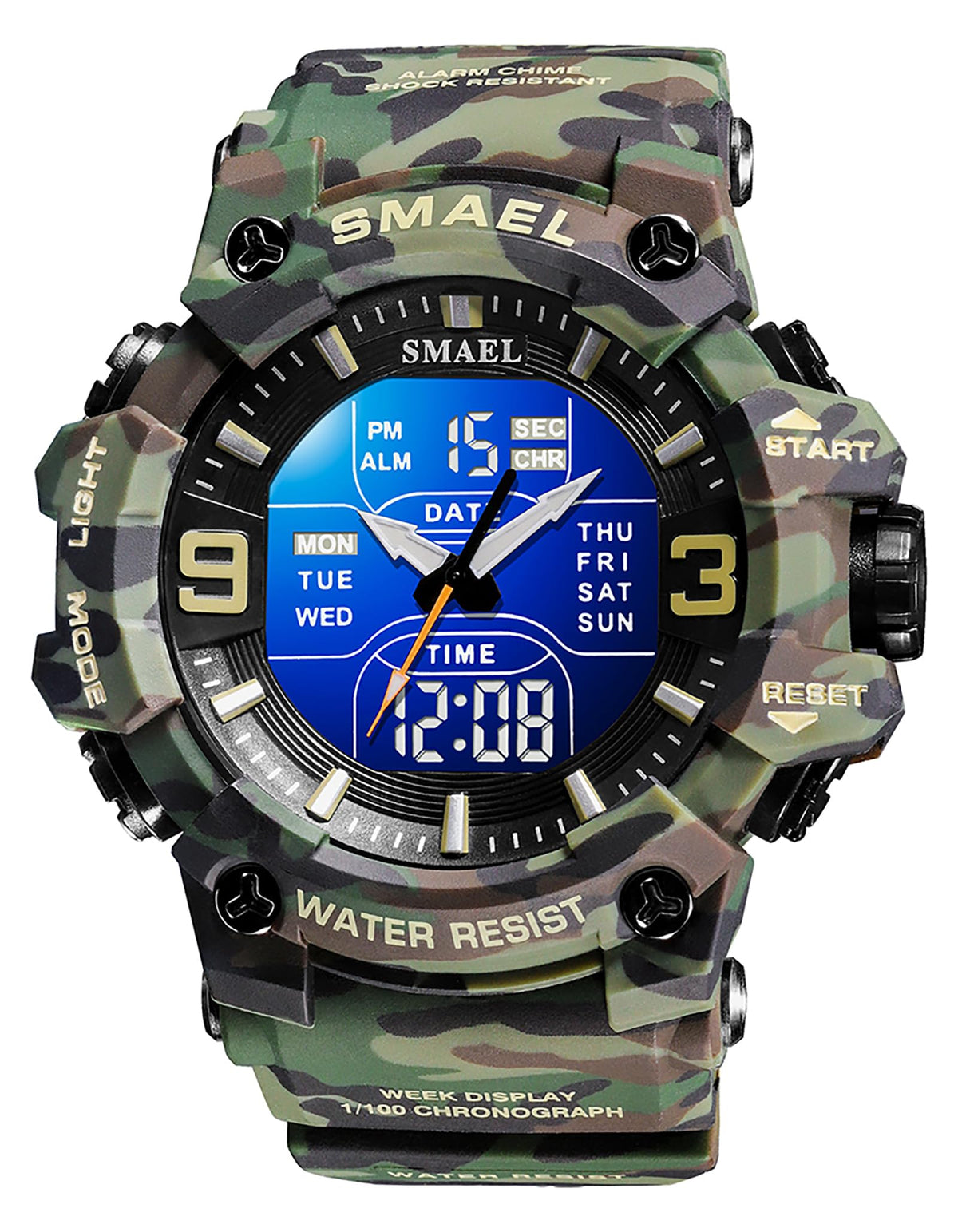 Men Tactical Analog Digital Sport Watch 50M LED I524