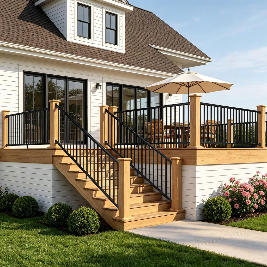 36 in. x 8 ft. Matte Black Aluminum Stair Railing Kit E9344