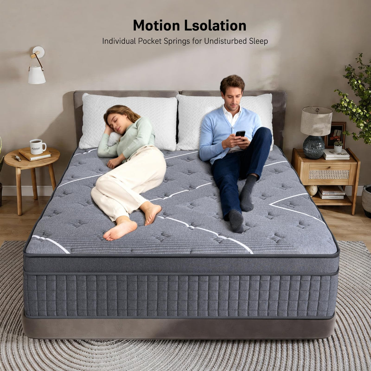 Full Size 12 Inch Gel Memory Foam Pocket Spring Mattress B3593