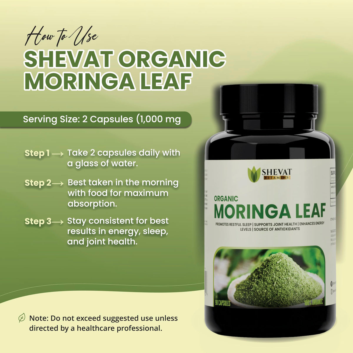 Organic Moringa Leaf Capsules 1000mg 90 Capsules N992