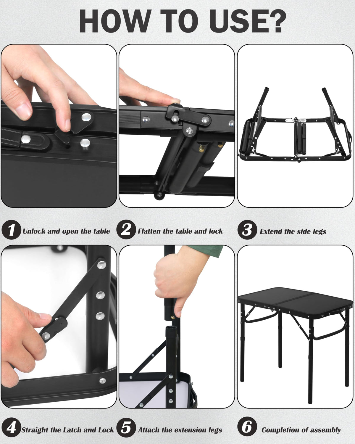 Small Portable Folding Camping Table with Handle, Black X71402