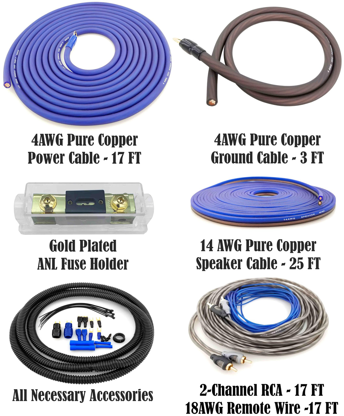 4 AWG 100% Copper Car Audio Amp Wire Kit M1202