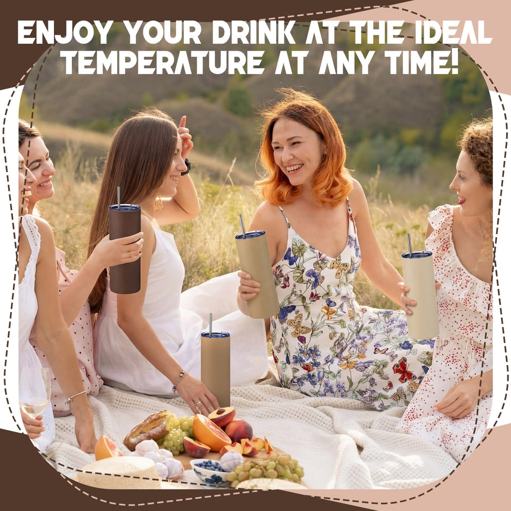 8 Pcs 20oz Insulated Stainless Steel Tumbler with Lid and Straw S509347